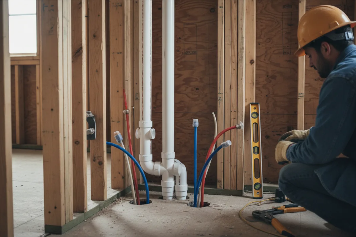 Drain and supply rough-in during Garbage Disposal Repair in West Babylon