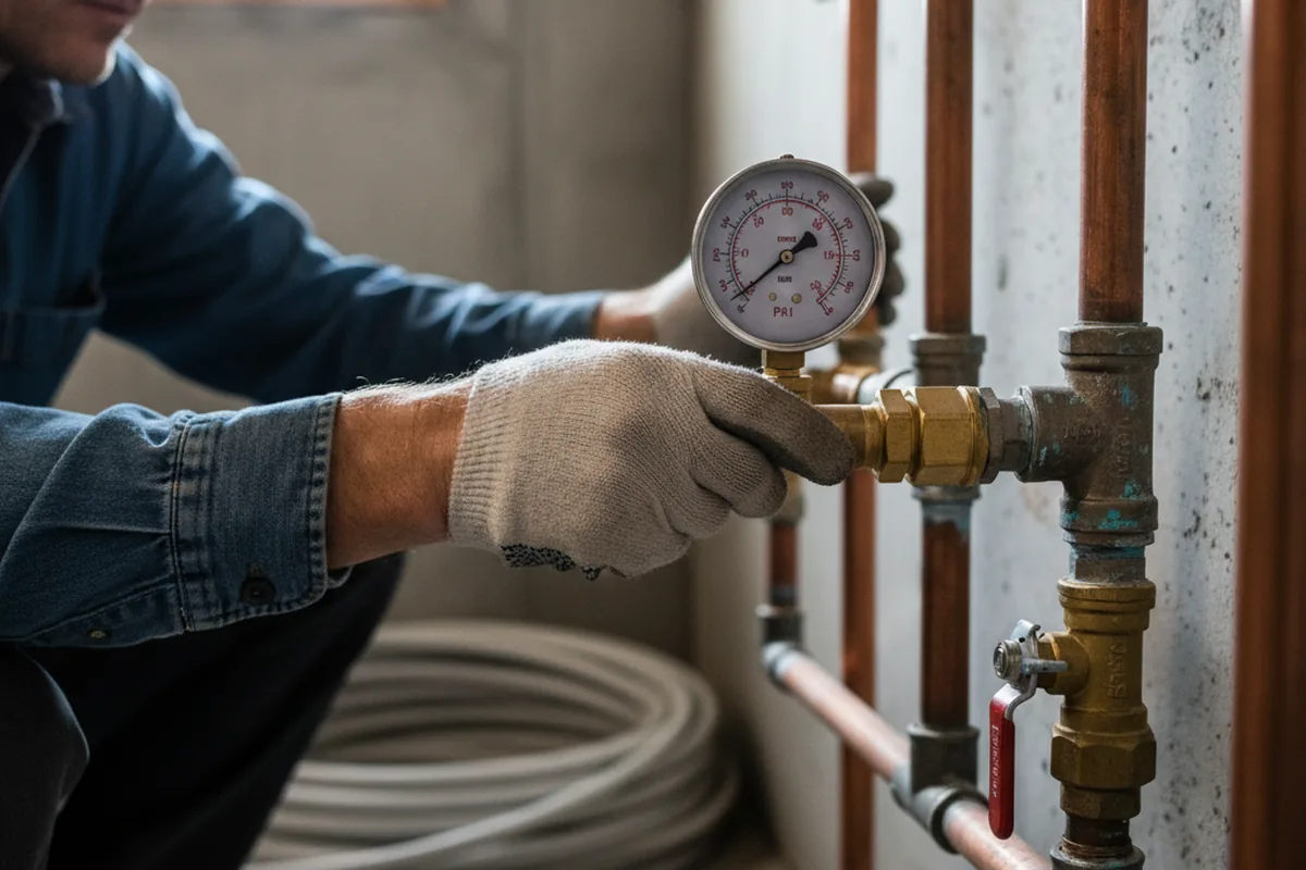 Pressure testing a repaired line during Water Line Repair in West Babylon